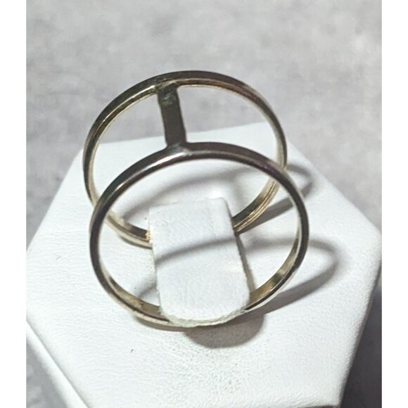 Modern Silver Tone Double Layer Cage Ring Size 9 - Picture 7 of 11